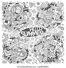 Download Line Art Vector Set Of Summer Doodle Designs Line Art Vector Hand Drawn Doodle Cartoon Set Of Summer Time Season Objects And Canstock