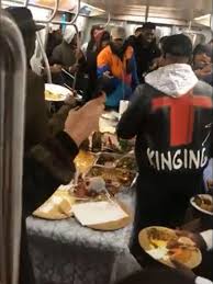 Maybe you would like to learn more about one of these? Men Eat Lavish Thanksgiving Dinner On The New York City Subway Daily Mail Online