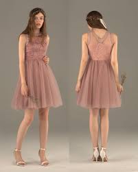 Dusty Rose Bridesmaid Dress Scoop Lace Wedding Dress Rosette Puffy Party Dress Shor Bridesmaid Dresses Rose Bridesmaid Dresses Dusty Rose Bridesmaid Dresses