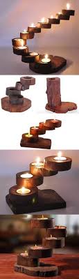Vintage Wooden Spiral Staircase Tealight Candle Holder Diy Candle Holders Wood Furniture Diy Tea Lights