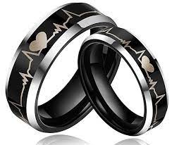 6mm Black Tungsten Metal Ring Forever Love Heartbeat Laser Engraved Comfort Fit Wedding Band 14 Aneis Pretos Anel Namoro Aneis Bonitos