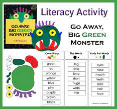 Big green monster has a long blue nose. Go Away Big Green Monster Literacy Activity Kidssoup