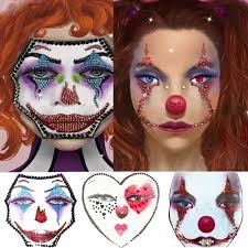 Amazon.com : Clown Face Gems Day of the Death Scary Face Jewels Face Jewels  Fake QN Tattoo Stickers,3-Pack : Beauty & Personal Care