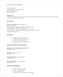 Sample teen resume first last name street address, city, state, zip phone (cell/home) email address objective: 62 With Teen Resume Samples Resume Format