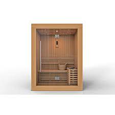 Most saunas have benches at two heights, an upper bench, about 36 inches high, and a lower bench, about 18 inches high. Golden Designs Sundsvall 2 Person Indoor Bluetooth Compatible Traditional Steam Sauna In Cedar Wayfair