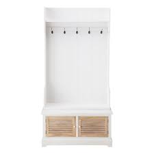 Meuble D Entree Avec 5 Pateres En Bois Blanc L 96 Cm Meuble Entree Decorer Entree Maison Patere Bois