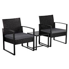 Black And White Patio Chairs Walmart Topeakmart 3pcs Modern Pe Rattan Chair Patio Furniture Conversation Sets For House Porch Garden Backyard Outdoor Use Black Walmart Com In 2020 Patio Furniture Conversation Sets Patio Chairs House With Porch
