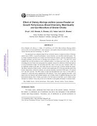 PDF) Effect of Dietary Moringa oleifera Leaves Powder on Growth  Performance, Blood Chemistry, Meat Quality and Gut Microflora of Broiler  Chicks