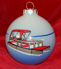 Santa, elves, trees, carolers, snow and more. Pontoon Hand Personalized Christmas Ornaments By Russell Rhodes