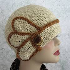 Crochet Hat Pattern Womens Flapper Style With Petal and Button Trim Instant  Download