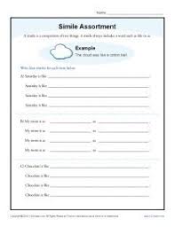 Simile Assortment 4th And 5th Grade Worksheets Simile Worksheet Simile 5th Grade Worksheets