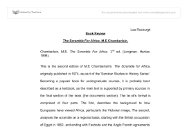 Book Review The Scramble For Africa M E Chamberlain University Historical And Philosophical Studies Marked By Teachers Com