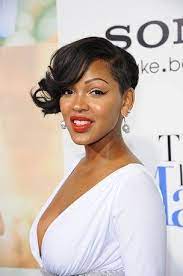 Meagan Good Flaunts Her Vintage Flared Bangs Short Hair Styles Hair Beauty Cute Hairstyles For Short Hair