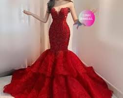 2.6 empire waist red wedding gowns. Exquisite Off The Shoulder Hanging Short Sleeves Lace Beaded Etsy Red Mermaid Dress Red Wedding Gowns Red Wedding Dresses
