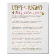 Gold Glitter Baby Shower Left Right Story Game Poster Zazzle Com Gold Glitter Baby Shower Glitter Baby Shower Baby Shower Fall