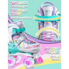 Sulifeel Rainbow Unicorn 4 Tamanho Ajustavel Light Up Roller Skates Para Meninas Meninos E Criancas Shopee Brasil