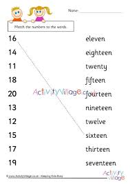 number match up 11 to 20