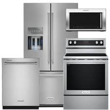 Get our free appliance buying guide. Kitchenaid 4 Pc Pkg Krff507hps E 26 8 Cu Ft Refrigerator Electric Range Microwave Dishwasher Warners Stellian