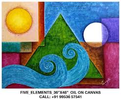 This Painting Symbolises 5 Elements Fire Water Earth Air Sky Its Necessery To Balance The Elements In Any House Painting Elements Art Painting Acrylic