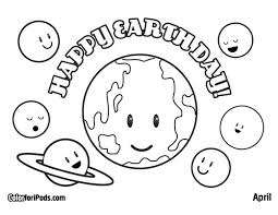 Lil' fingers offers several earth day coloring pages to choose from here that include images of the earth and recycling. Happy Earth Day Planets Coloring Page