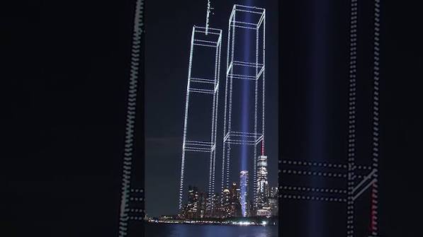 Drone light show recreates Twin Towers to honor 9/11 victims - YouTube
