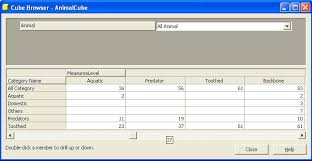 Animal Cube Data In Cube Browser Dundas Olap Services Has
