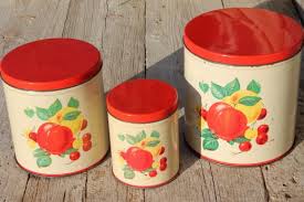 bright fruit print, retro canister set