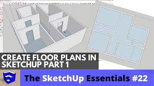 Once you've drawn your line up, you can draw lines to the two corners to create a face, then erase your center line so that the face you created is one uniform face. Creating 3d Floor Plans In Sketchup Part 1 The Sketchup Essentials 22 Youtube