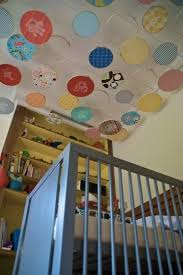 Cute Idea I Have Lots Of Fun Fabric Maybe Just A Few Also Would Be Fun On The Wall Baby Nursery Diy Ceiling Decor Round Decor