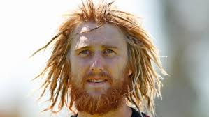 Dyson Heppell red hair photos, red beard, Jake Stringer midfield, Essendon  AFLX