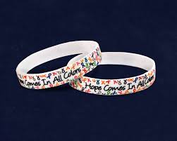 50 Hope Multi Colored Ribbon Silicone Bracelets 50 Bracelets Silicone Bracelets White Bracelets Bracelets