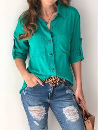 Camisa Social Com Calça Jeans Feminina Camisa Carla Verde Camisas Longas Blusas Femininas Roupas