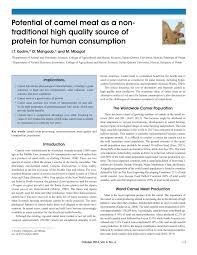 Going green isn't just good for the environment: Pdf Potential Of Camel Meat As A Nontraditional High Quality Source Of Protein For Human Consumption