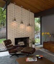 This midcentury fireplace proves that a mantel isn't a must. Mid Century Mid Century Modern House Mid Century Modern Living Mid Century Modern Living Room