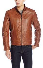 Cole Haan Men S Washed Vintage Leather Stand Collar Jacket Cognac X Large Cole Haan Men S Outerwear Leather Jacket Leather Jacket Men Stand Collar Jackets