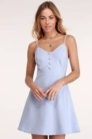 Shoreline Stripes Blue Striped Sleeveless Skater Dress Mod And Retro Clothing Mini Dress With Sleeves Sleeveless Skater Dress Blue Striped Dress