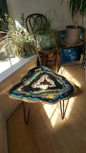 Custom Crystal Coffee Table Small Geode Furniture Side Table Coffee Table Boho Chic Decor In 2020 Earthy Home Decor Boho Chic Decor Decor Accessories Diy