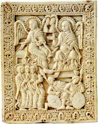 Ivory Panel With The Three Women At The Tomb The Sleeping Soldiers And Two Angels 10th Century Probably Made In Lothringen Domschatz Arte Scultura Avorio