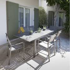 salon de jardin table trieste l180 240 l102 cm 6 fauteuils thema gamm vert mobilier jardin salon de jardin jardins