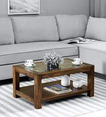 42.5w x 32d x 15h. Buy Mckenzy Solid Wood Coffee Table With Glass Top In Provincial Teak Finish Woodsworth By Pepperfry Online Contemporary Rectangular Coffee Tables Tables Furniture Pepperfry Product