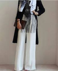 Beyaz Bol Paca Pantolon Kombini Casual Hijab Outfit Mutevazi Moda Mutevazi Kiyafetler