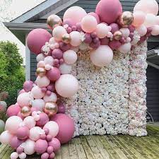 Diy balloon garlands are popular party decorations that can be used for any and every occasion including birthdays, baby showers, weddings, and more. Flower Wall With Balloon Garland Google Search Balloon Decoration Decorations Flower Bridal Shower Balloons Wedding Balloons Balloon Decorations Party