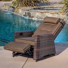 Brown Wicker Outdoor Recliner Rocking Chair Patio Furniture Garden Deck Yard Outdoor Recliner Patio Lounge Chairs Outdoor Wicker Chairs