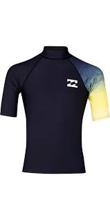 2019 Billabong Mens Contrast Short Sleeve Printed Rash Vest Black N4my05