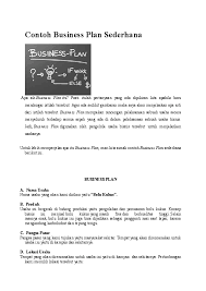 Doc Contoh Business Plan Sederhana Hotmian Situmeang Academia Edu