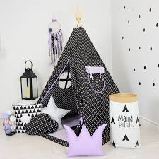 childrens tipi toddler teepee tent black teepee dotted teepee purple tent play mat reading lamp kids wigwam lavender tent tee pee kizilderili cadirlari bebek odalari kiz cocugu odalari
