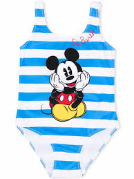Mc2 Saint Barth Kids Mickey Mouse Striped Swimsuit Farfetch