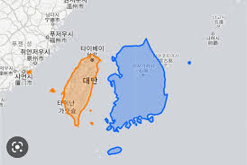 한국과 대만의 크기 비교 이미지