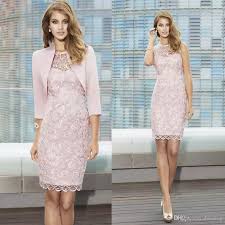 New Full Lace Mother Of The Bride Gowns Sheer Jewel Neck Knee Length Cocktail Dress For Wedding Mother Of The Bride Gown Cocktail Dress Wedding Godmother Dress