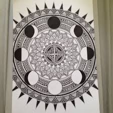 Black And White Moon Phase Mandala By Kyla Morris Art Mandala Art Drawing Flower Moon Moonphase Blackandwhite Sacre White Moon Moon Phases Moon Flower